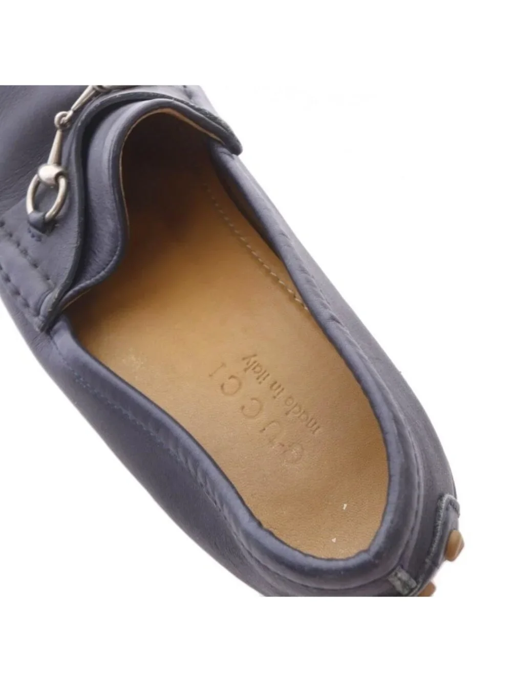 Gucci Loafers Driving Shoes Horsebit Leather Navy SR 8